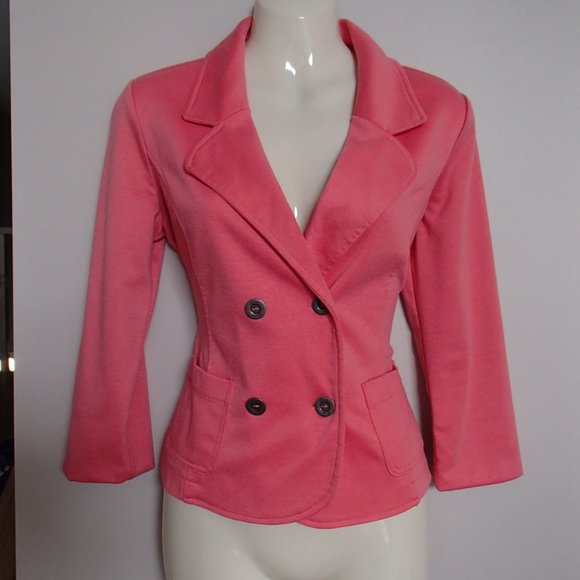 GUESS CORAL PINK 3/4 SLEEVE COMFY BLAZER S - Picture 5 of 5